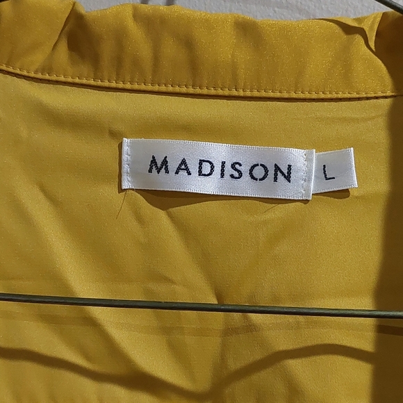 Madison Jacket Mustard Yellow L open Front Roll Tab Sleeve Nautical Lagenlook - Picture 2 of 6